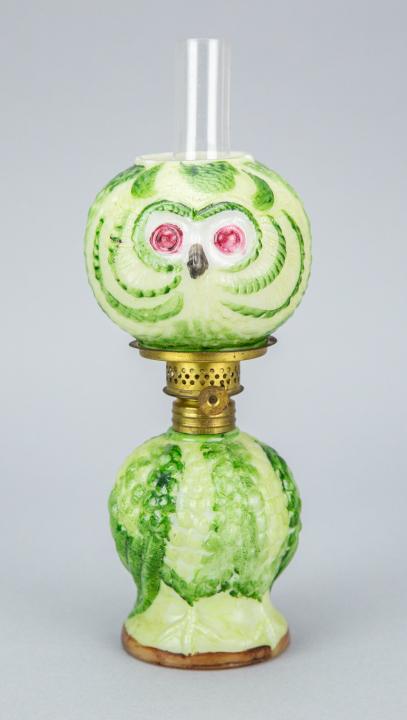 Owl Figural Milk Glass Miniature Oil Lamp (1 of 5)