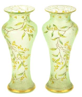 Pair Antique Baccarat Cameo Glass Vases (1 of 6)