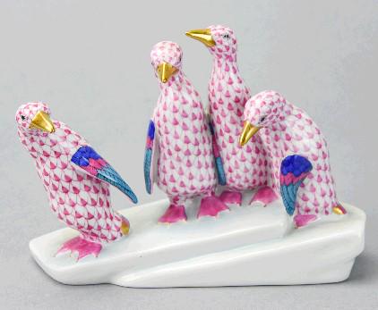 Herend Hungary Porcelain Pink Penguins Figurine (1 of 6)