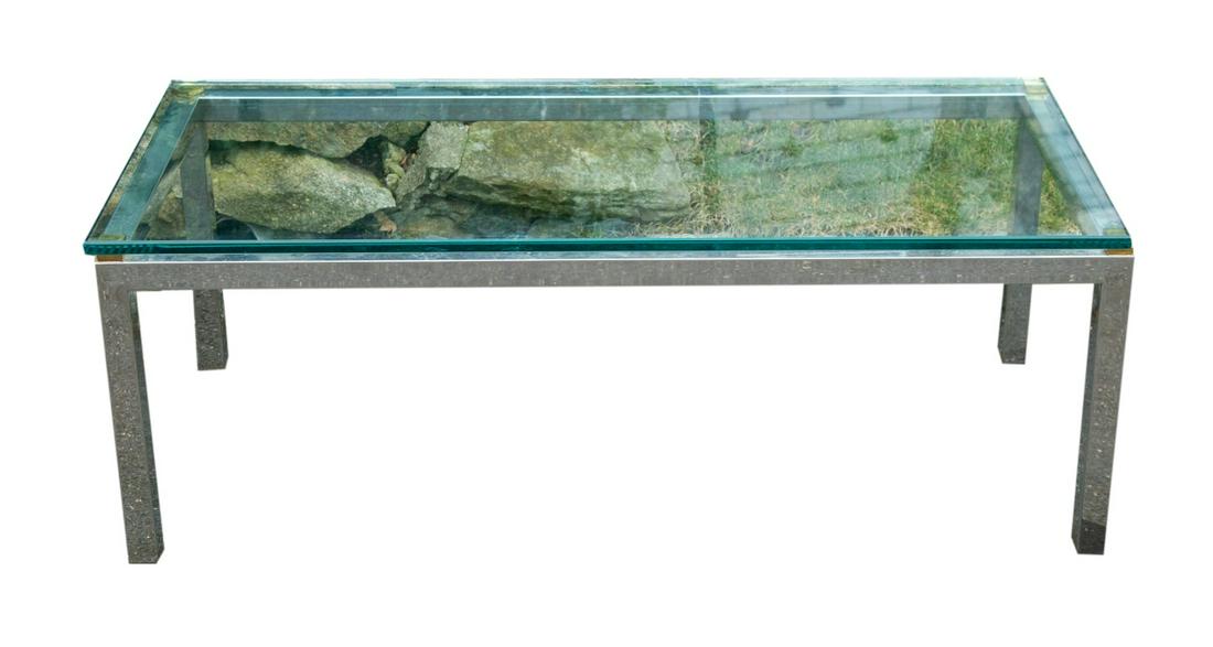 Mid Century Modern Chrome & Glass Top Coffee Table (1 of 7)