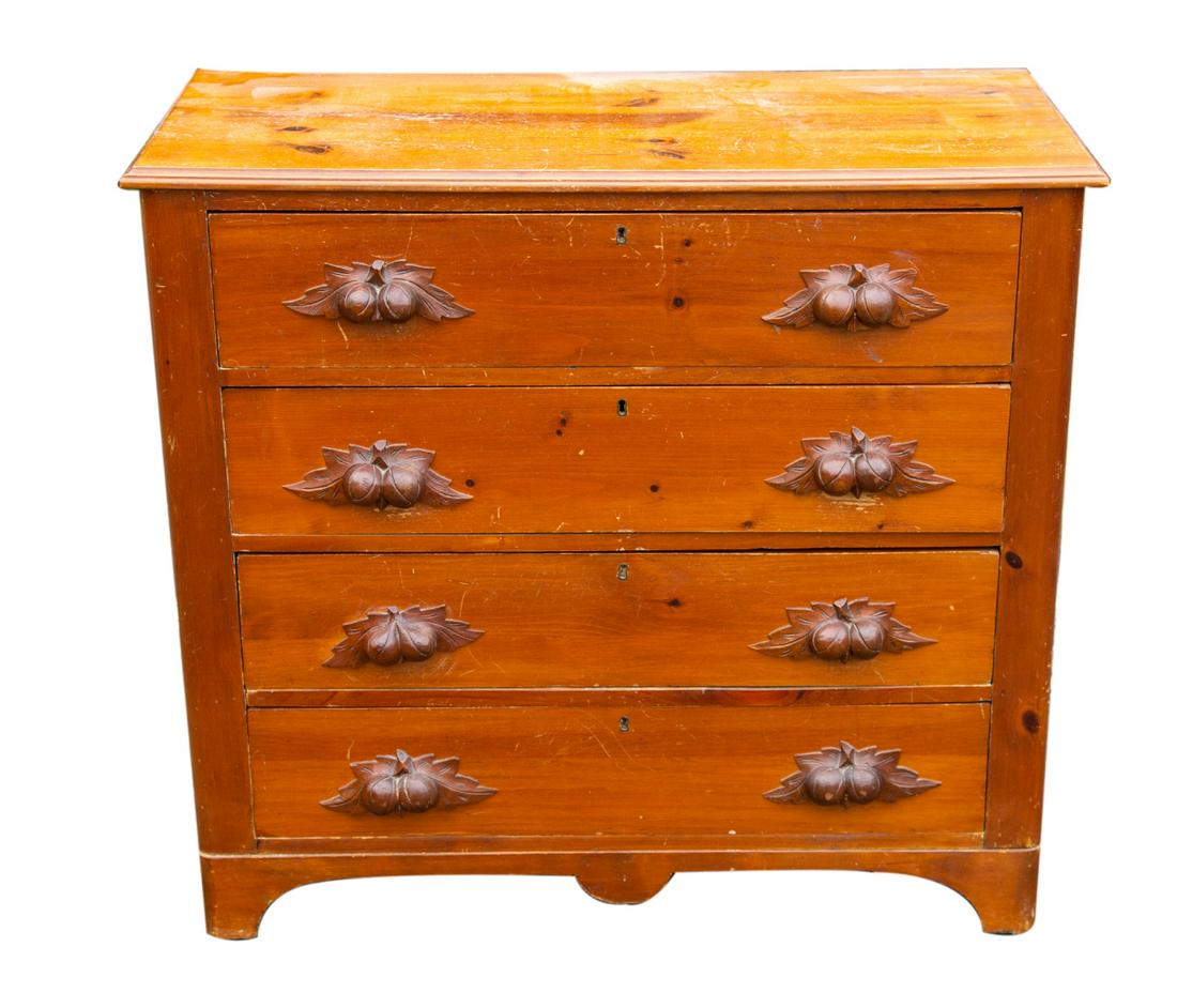 Antique Pine 4 Drawer Cottage Chest  Acorn Handles (1 of 7)