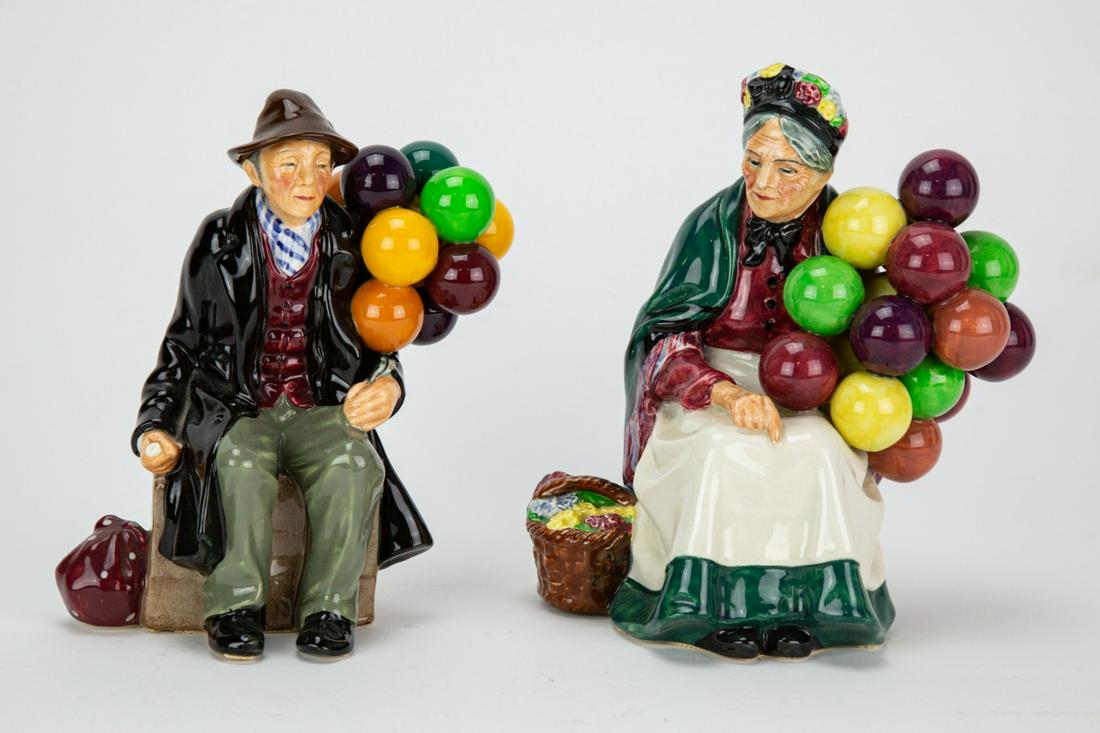 Royal Doulton Balloon Man Woman Porcelain Statues (1 of 6)