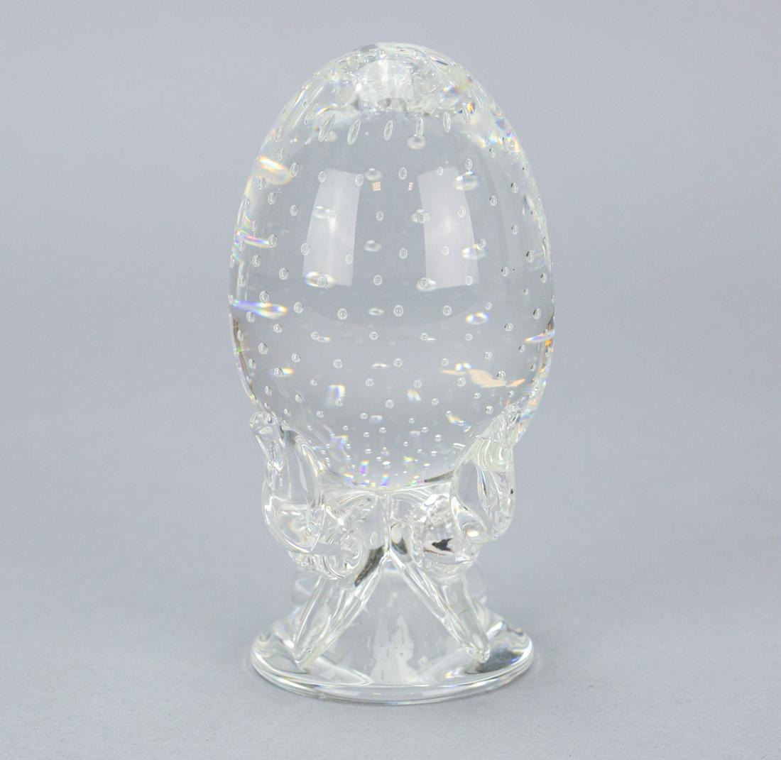 Steuben Art Glass Hand Blown Mounted Bubble Egg (1 of 6)