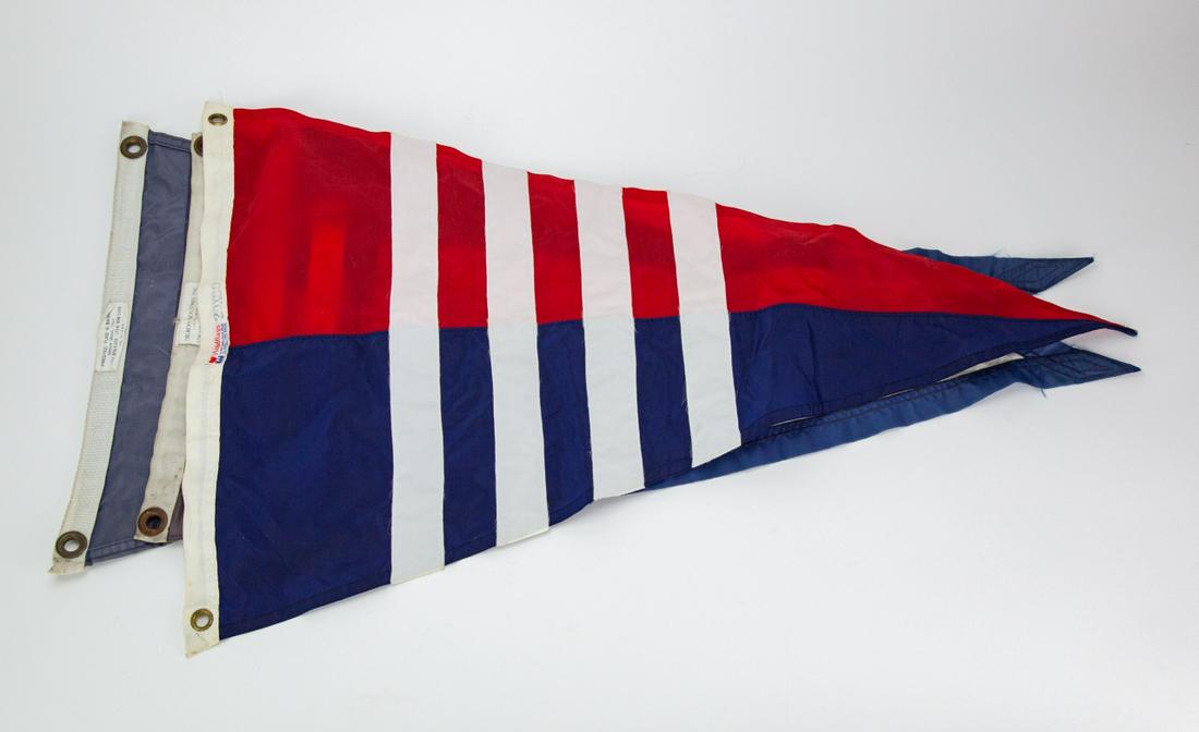 Collection Vintage Hand Made Nylon Sailing Burgees: Collection Vintage Hand Made Nylon Sailing Burgees. 30 inches x 19 inches