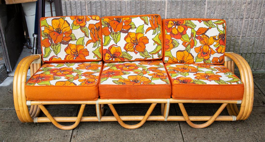 After Paul Frankl Rattan Pretzel Couch (1 of 7)