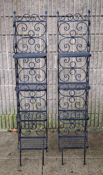 Pair Custom Wrought Iron 4 Tier Plant Stand Shelf (1 of 6)