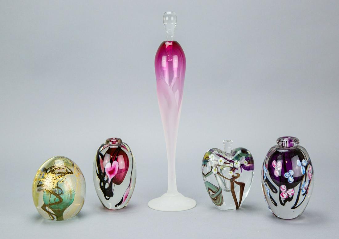 Art Glass Floral Paperweights & Perfume Bottle (1 of 10)