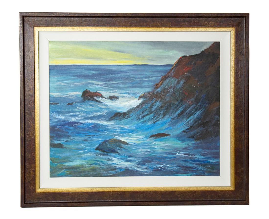 Michael Schofield Oceanside Oil on Canvas: Michael Schofield Oceanside Oil on Canvas. Signed and Custom Framed. Frame measures 33 inches x 39 inches, art 24 inches x 29.5 inches.