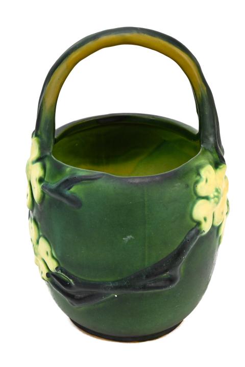 Antique Roseville Pottery Cache Pot Dogwood Motif (1 of 8)