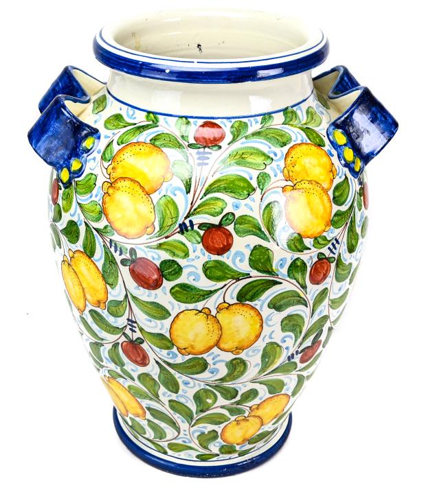 Italian Hand Painted Terra Cotta Urn Garden Pot (1 of 8)