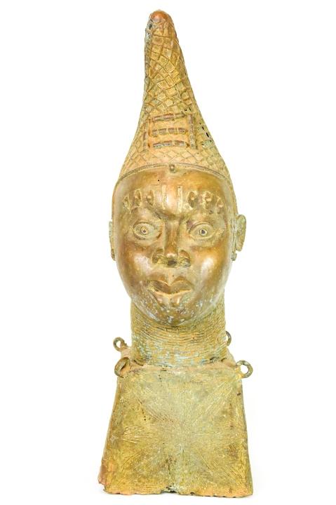 Monumental African Benin Bronze Tone Bust (1 of 9)