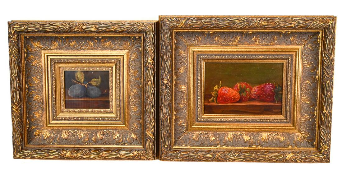 Pair Antique Geil Still Life Oil on Board of Fruit (1 of 9)