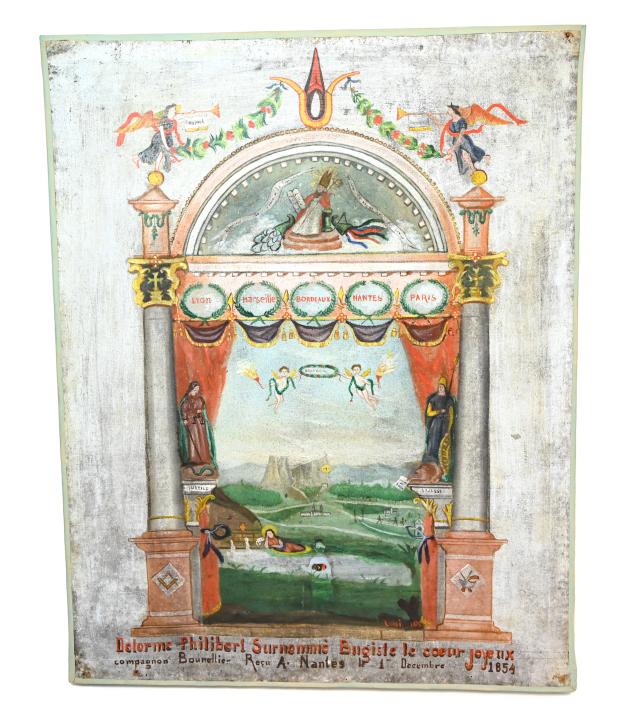 Antique French Mural Style Oil Painting on Canvas (1 of 10)