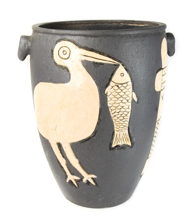 Large Art Pottery Ceramic Vase / Urn w Handles (1 of 9)