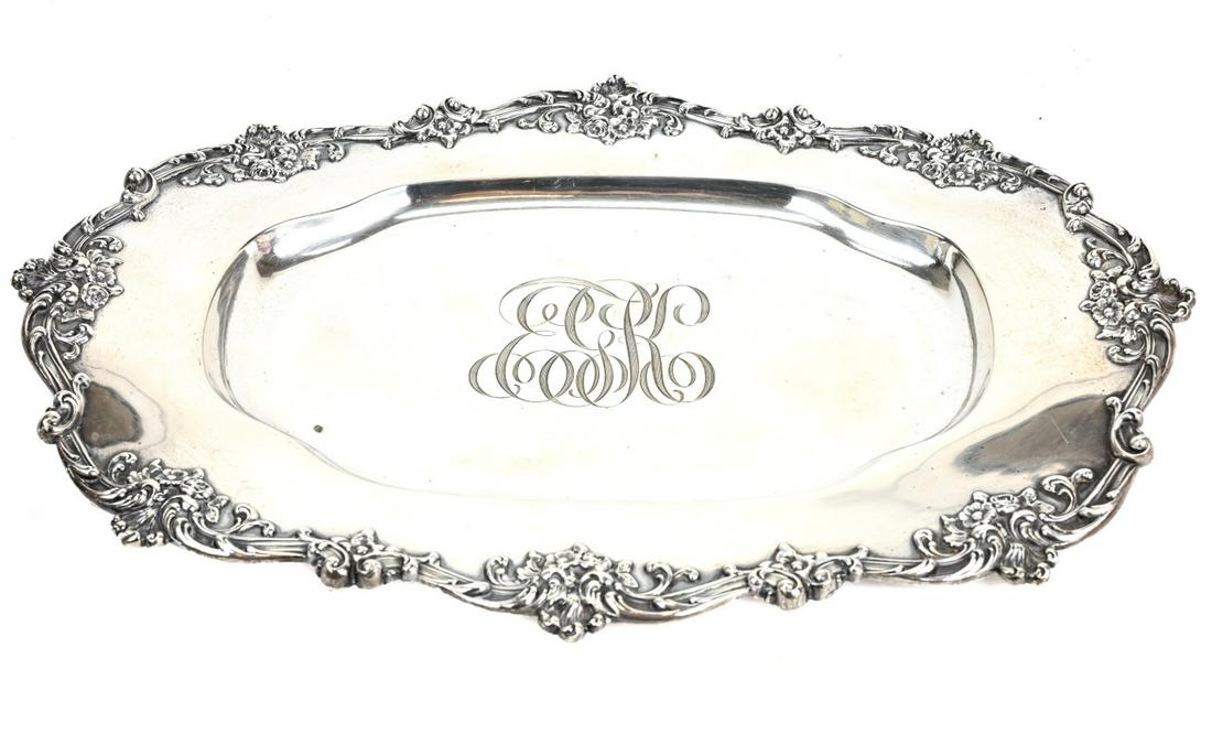 Sterling Silver Embossed &  Engraved Serving Dish (1 of 9)