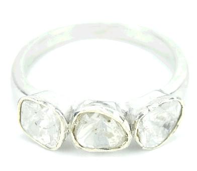 Sterling Silver Ring w Three Diamond Setting (1 of 4)