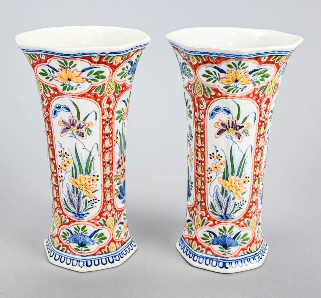 Pair Boch Freres Keramis Octagonal Trumpet Vases (1 of 9)