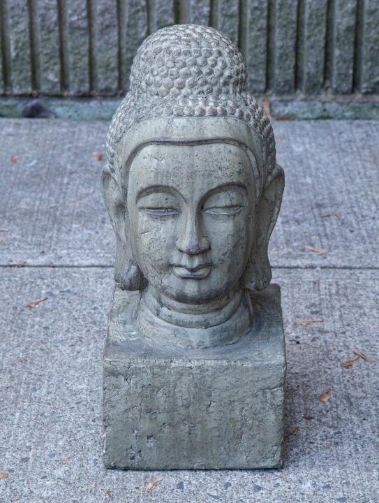 Cast Stone Buddha Head Garden Statue (1 of 5)