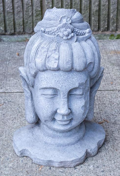 Cast Stone Buddha Head Garden Statue (1 of 5)