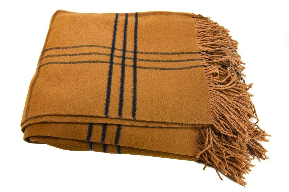 Vintage Pure Wool Window Pane Plaid Blanket Camel (1 of 6)