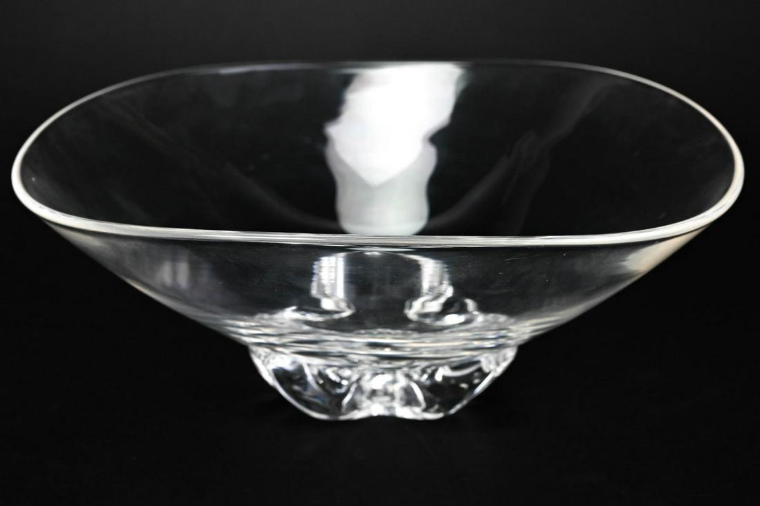 Steuben Scrolled Footed Art Glass Bowl: Steuben Scrolled Footed Art Glass Bowl Measures 4 inches x 10 inches diameter.