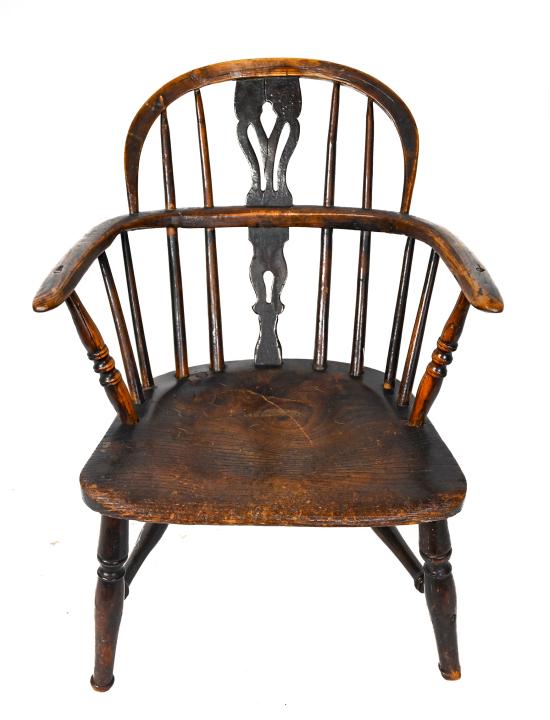 Antique English Yew Wood Child Windsor Armchairs (1 of 10)