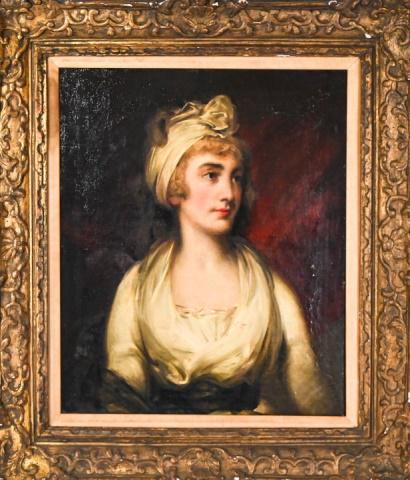 Antique 19th C Portrait French Woman w Headscarf (1 of 9)