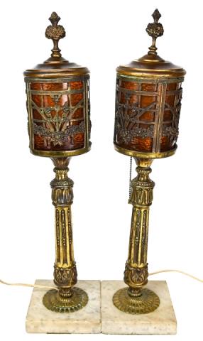 Pair Antique Art Nouveau Torch Form Table Lamps (1 of 10)