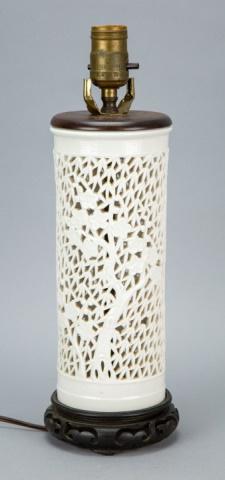 Vintage Reticulated Blanc de Chine Table Lamp (1 of 6)