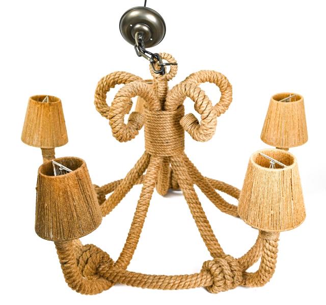 Nautical Style Hemp Rope 5 Light Chandelier (1 of 8)