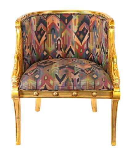 French Empire Hand Carved Gold Leaf Swan Chair (1 of 10)