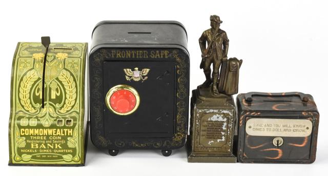Lot 4 Antique & Vintage Metal Saving Banks (1 of 9)