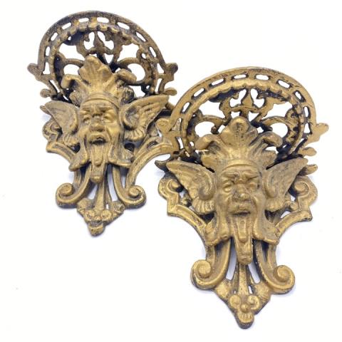 Cast Iron Winged Gargoyle Pedestal Wall Hangings (1 of 4)