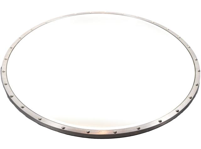 Modern Round Brushed Chrome Tone Studded Mirror (1 of 8)