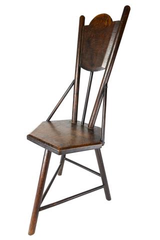 Arts and Crafts Carved Corner Chair or Stool (1 of 9)