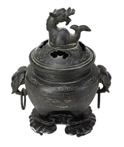Late 19th C Japanese Bronze Incense Burner (1 of 10)