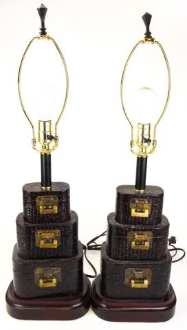 Pair Chinese Woven Stacking Boxes Form Lamps (1 of 9)