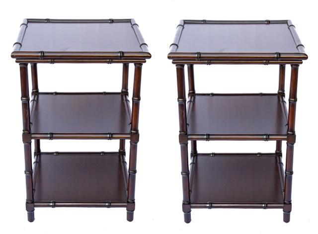 Pair Chinoiserie Style Side Tables Bamboo Inspired (1 of 6)