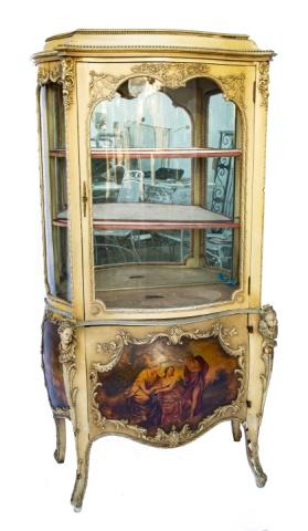 Antique French Louis XV Style Glass Painted Curio (1 of 6)
