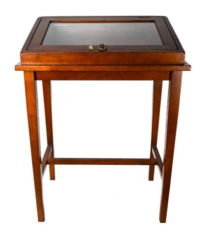 Slant Top Cherry Display Case or Curio on 4 Legs (1 of 9)
