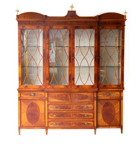 Baker Banded Mahogany Breakfront Display Cabinet (1 of 10)