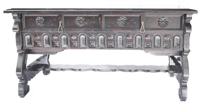 Antique Gothic Revival Carved Trestle Form Desk (1 of 8)