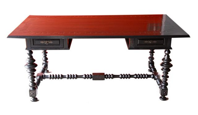 Jacobean Style Carved Ebonized Writing Desk (1 of 9)