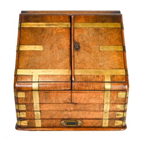 Antique Georgian Walnut & Brass Stationery Box (1 of 10)
