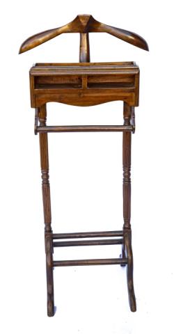 Mahogany Valet Stand with Stud Box: Mahogany Valet Stand with Stud Box.Measures 48 inches x 16 inches x 18 inches.