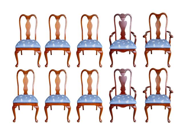 10 Queen Anne Style Upholstered Dinning Chairs (1 of 9)