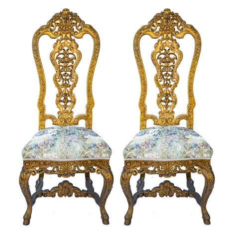 19th C Venetian Style Carved Gilt Throne Chairs (1 of 7)