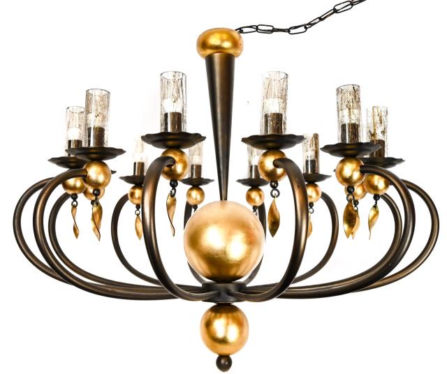 David Michael Hollywood Regency Brass Chandelier (1 of 6)