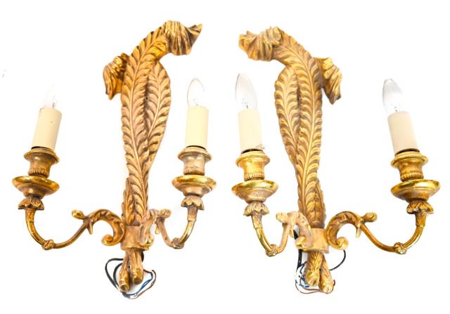 Pair Florentine Style Composite Flourish Sconces (1 of 8)