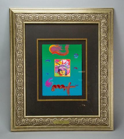 Peter Max Original Acrylic on Paper Liberty Head (1 of 7)